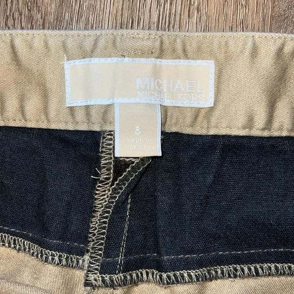 Michael Kors Tan Faux Leather Pockets Gold Hardware Mid Rise Bootcut Pants 8 - Picture 5 of 9